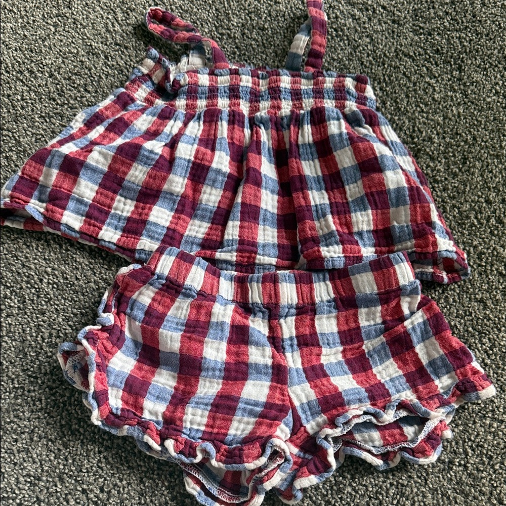 Cat & Jack Red, Blue & White Plaid Girls Two-Piece Set